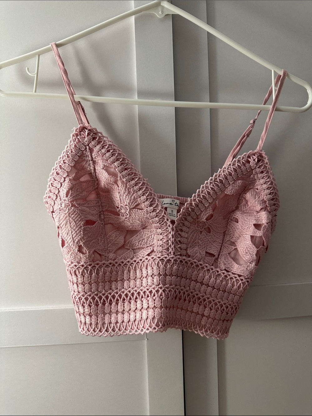 Love Tree Crochet Bralette Top - Light Pink